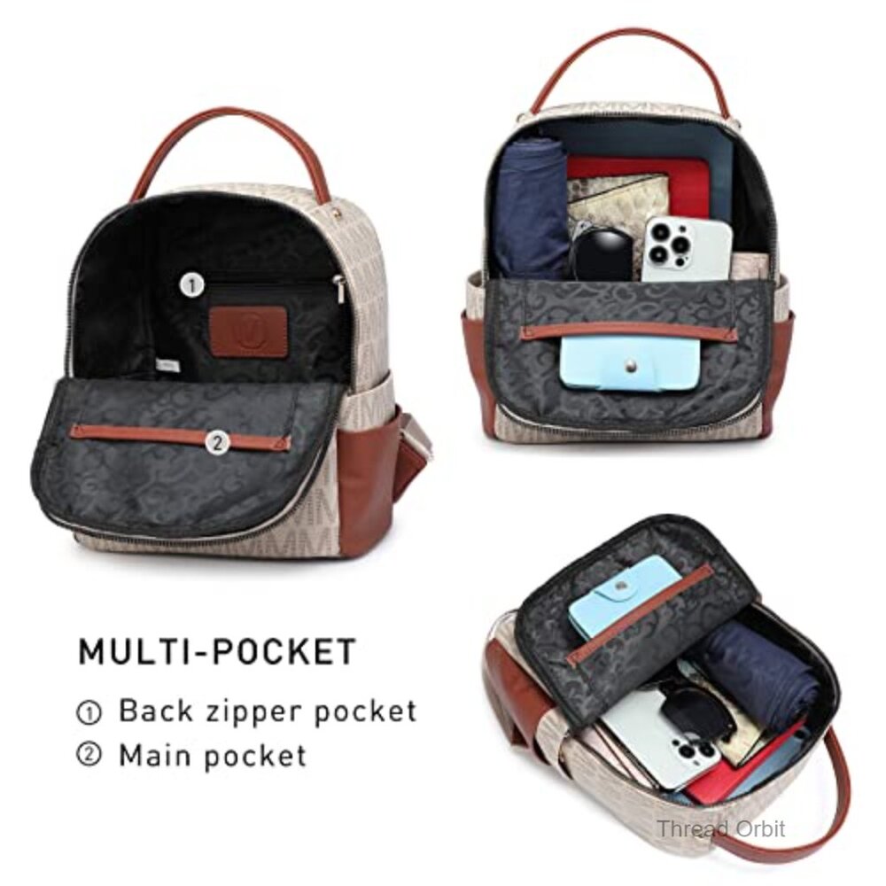 Small Vegan Leather Backpack With Multiple Pocket… - image 3